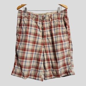 Vtg Abercrombie & Fitch Shorts Mens 30 Red Plaid Heavy Drawstring Button Fly Y2K
